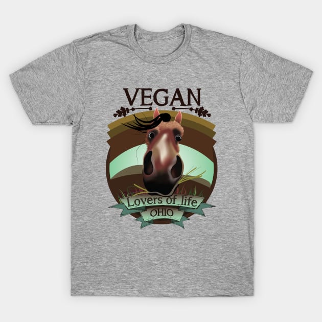 Vegan - Lovers of life. Ohio Vegan (dark lettering) T-Shirt by ArteriaMix